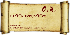Oláh Menyhért névjegykártya